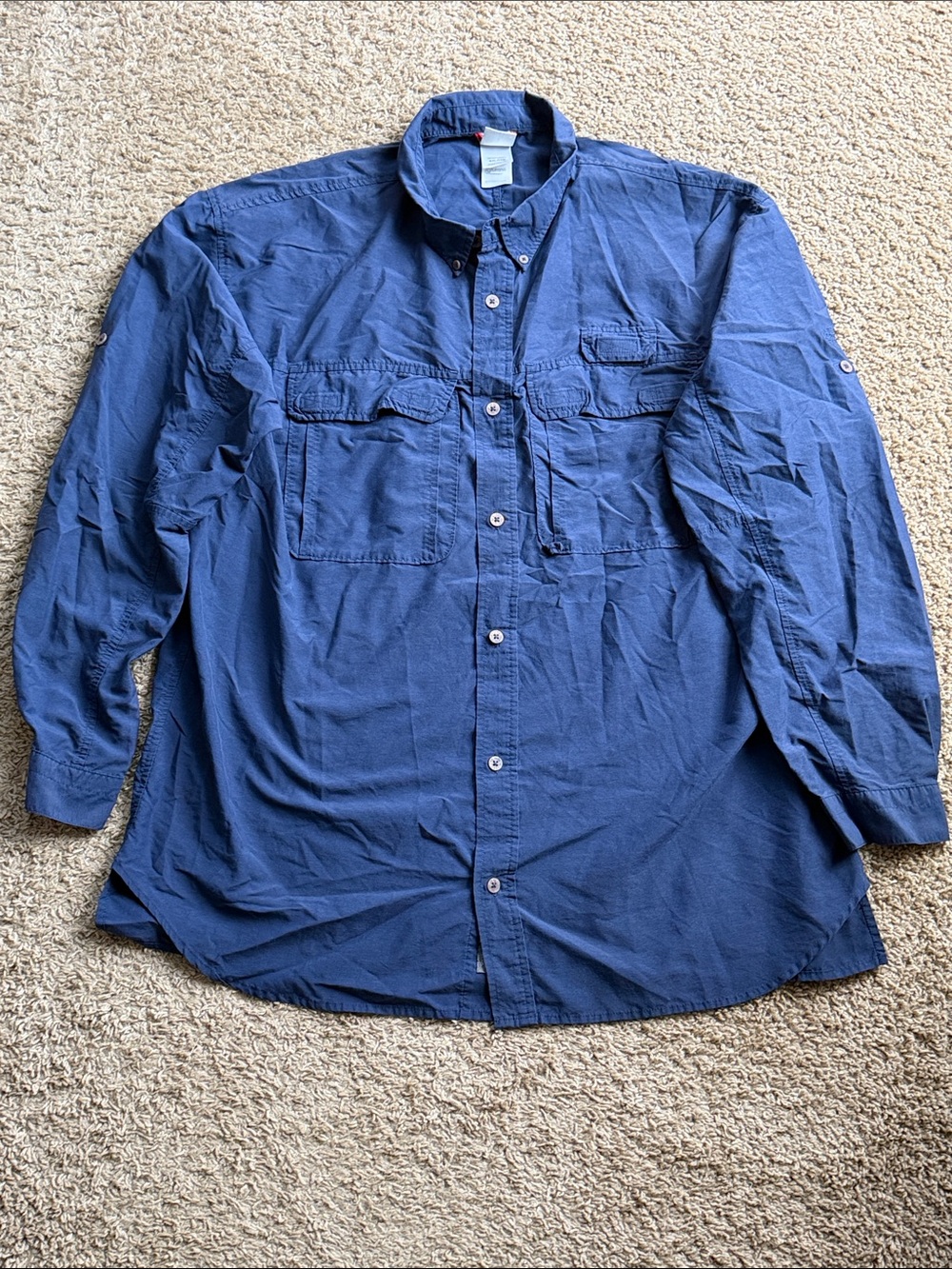 EUC Mens The North Face VaporWick Solid Blue Long Sleeve ButtonDown Shirt SZ XXL